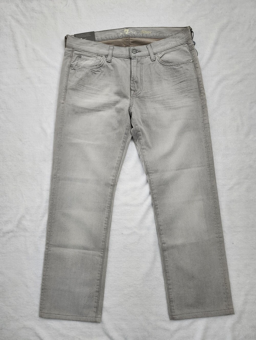 7 FOR ALL MANKIND Mens Size 34x29 Slim Straight Leg Jeans  Faded Gray Washed NWT